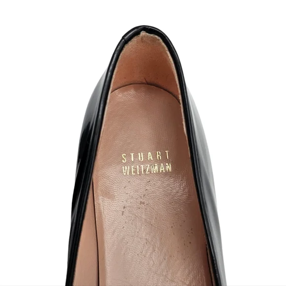 Stuart Weitzman Leather Square Toe Tassle Loafer Flats Black Size 8 - Picture 9 of 13